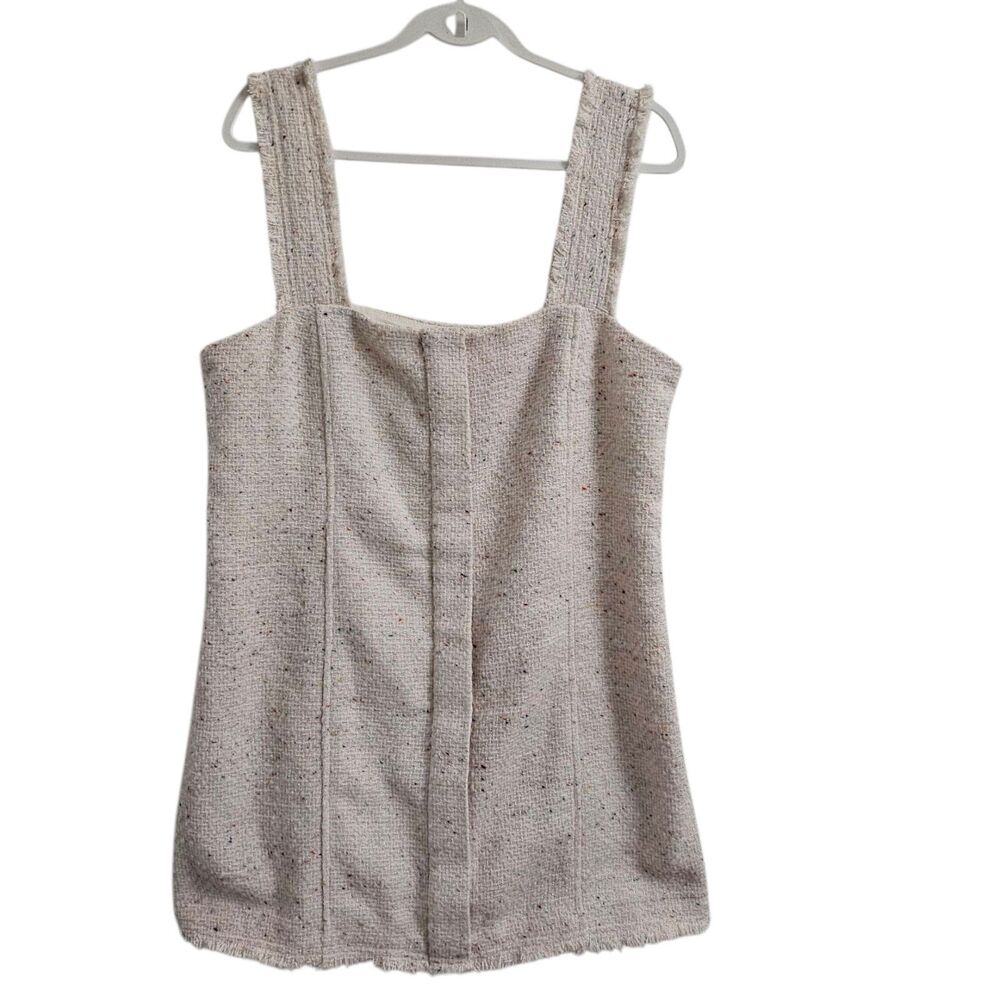 House Of Harlow Dress‎ Large Cream Mini Speckled Tweed Fringe Hem Boho NWT